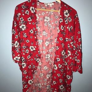 Red summer floral cardigan